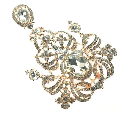 Fashion Style Flower Drop Anhänger Brosche Pin Klar Strass Kristall