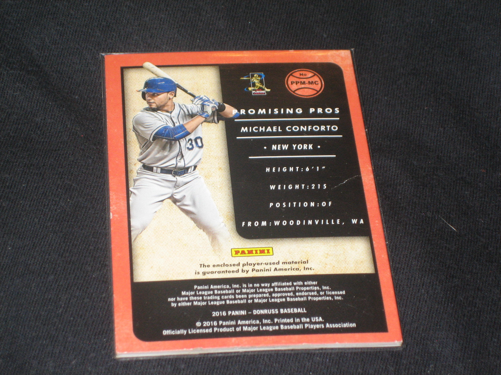 MICHAEL CONFORTO METS ROOKIE CERTIFIED AUTHENTIC BASEBALL GAME USED JERSEY CARD view 4