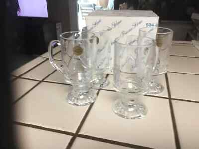 NEW Princess House Heritage  4 Crystal Hot Beverage Mugs 504 NEW IN BOX