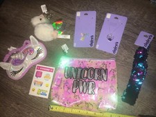 Claire  s Unicorn Pwr Bag Sleep Mask Jewelry Lot Justice Stic Easter