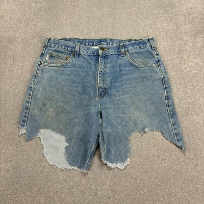 Carhartt Denim Shorts Erwachsene Taille 38 Blau Jorts Carpenter Workwear Hose...