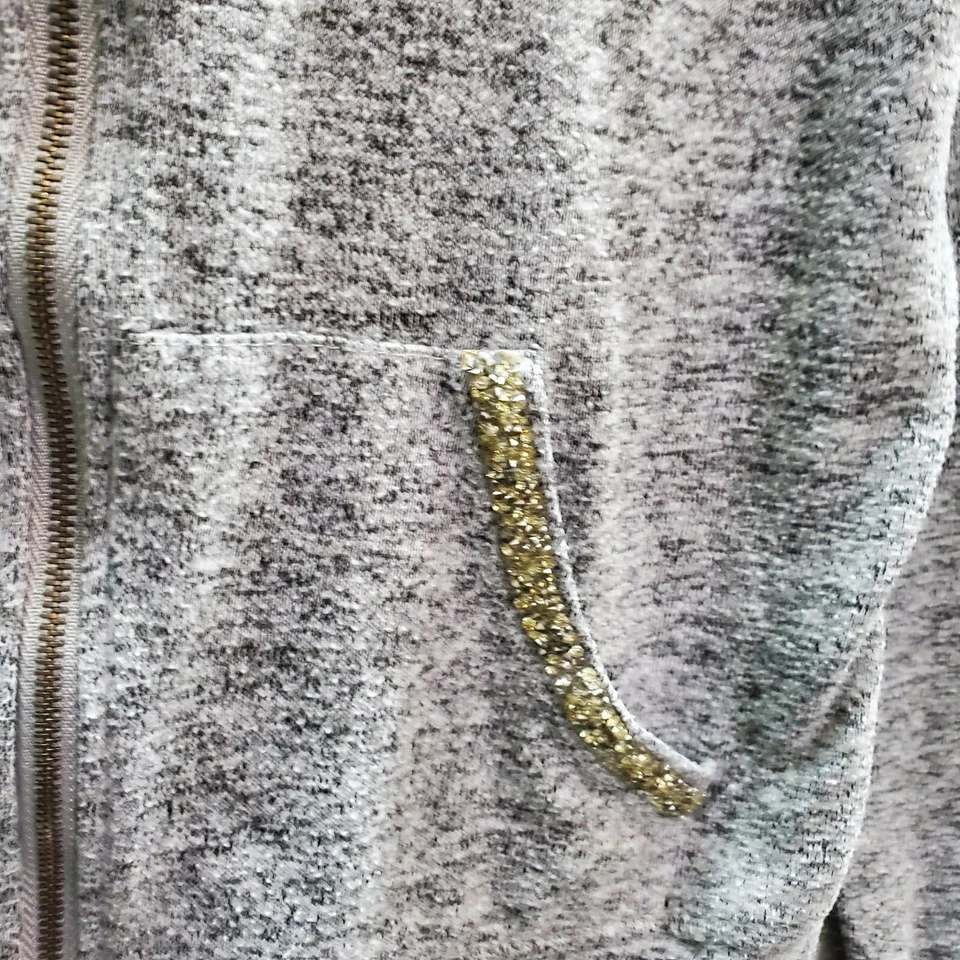 Sudadera DE COLECCIÓN Juicy Couture Mujer Pequeña Gris Sudadera con Capucha Recortada Cremallera Completa Foto 2 de 4