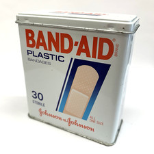 1989 Band Aid Metal Tin Johnson & Johnson Advertising Plastic Bandages Prop Vtg