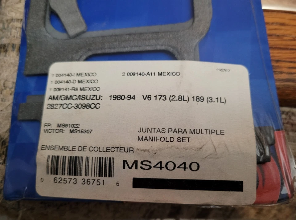 NOS ROL MS4040 进气垫片适用于通用五十铃 1980 - 1994 2.8 3.1  — 第 2/2 张图片