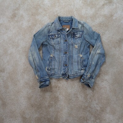 Abercrombie & Fitch Denim Jean Trucker Jacket Womens Medium Blue Denim