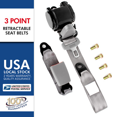 Universal 3 Point Retractable Car Seat Belt Bolt Automatic Safety Strap Buckle