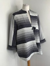 Joseph Ribkoff Smart Jacket 16 Vgc Striped A Line Asymmetrical Lagenlook Navy