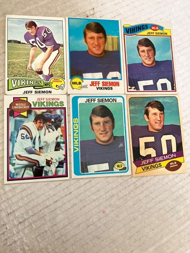 Minnesota vikings Stanford 6 old Jeff Siemon football cards see scans read