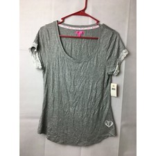 Betsey Johnson Lace-Trim Pajama Top Color: Gray Size: Small