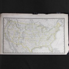 United States USA Map Original 1892 22" x 14" Rand McNally