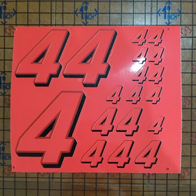 Fluorescent Pink red/blk#4's Racing Numbers Vinyl DecalSheet 1/10