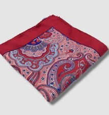  39 Countess Mara Men's Red Paisley Pocket Square