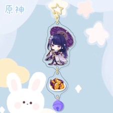 Genshin Impact Raiden Shogun Anime Keychains Bell Pendant Key Goods Fashion 21