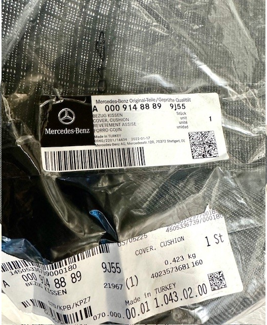Original MERCEDES-BENZ A0009148889 9J55 Seat cover front