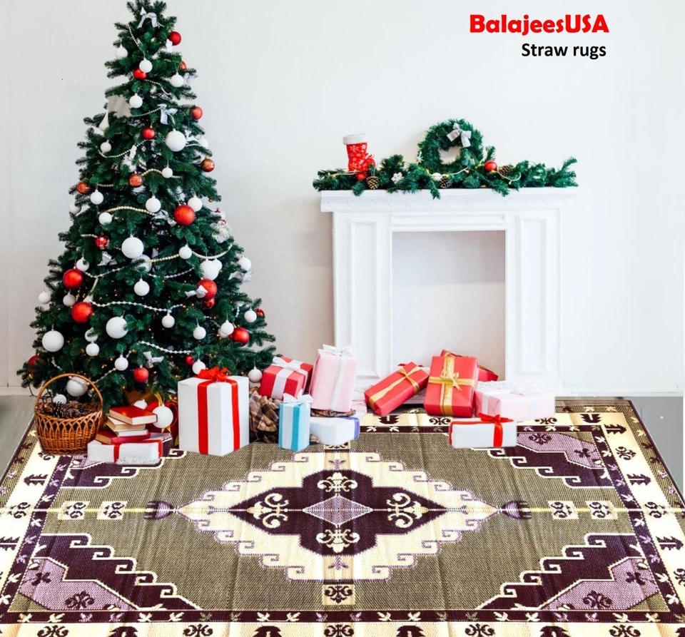 B-USA Outdoor rug 6x9 Reversible patio Plastic Straw mat RV Camping picnic decor - Image 2 of 4