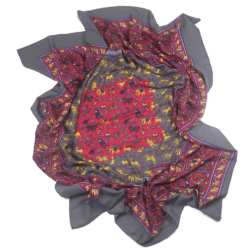 Hermes CASHMERE Shawl GM 140cm Scarf CHASSE EN INDE By MICHEL DUCHENE - Picture 8 of 8