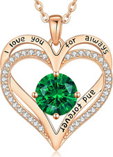 Love Heart Birthstone Necklaces for Women, Birthday Gift for Women, Anniversary