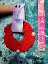 Handmade velvet crochet hair scrunchie Red. White Pins Not Included.