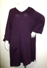D&Co 2X Sweater Dress or Long Tunic Top Darker Purple 3/4 Slv Pockets Grannycore