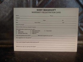 SEWER SHARK Game SEGA CD Original IMAGESOFT Warranty Registration Card Insert