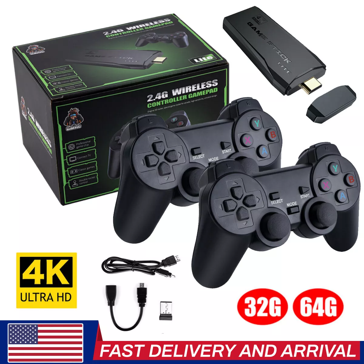 Consola game stick hdmi controller gamepad wireless 2.4g con juego