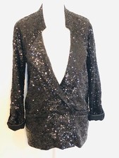 Halston Heritage Black Sequin Blazer Us6 Party Christmas Night Out