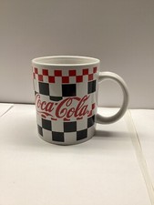 Vintage Coca-Cola Coke Checkered Coffee Mug Cup By Gibson 1996 Retro