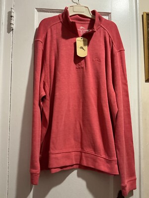 Tommy Bahama Sweater 1/4 Zip Pullover Dockside Candy Rose Long Sleeve Sz XL NWT