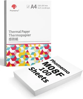 Phomemo M08F A4 Thermopapier Kompatibel für Phomemo M08F M832, Q302, M834, PJ762