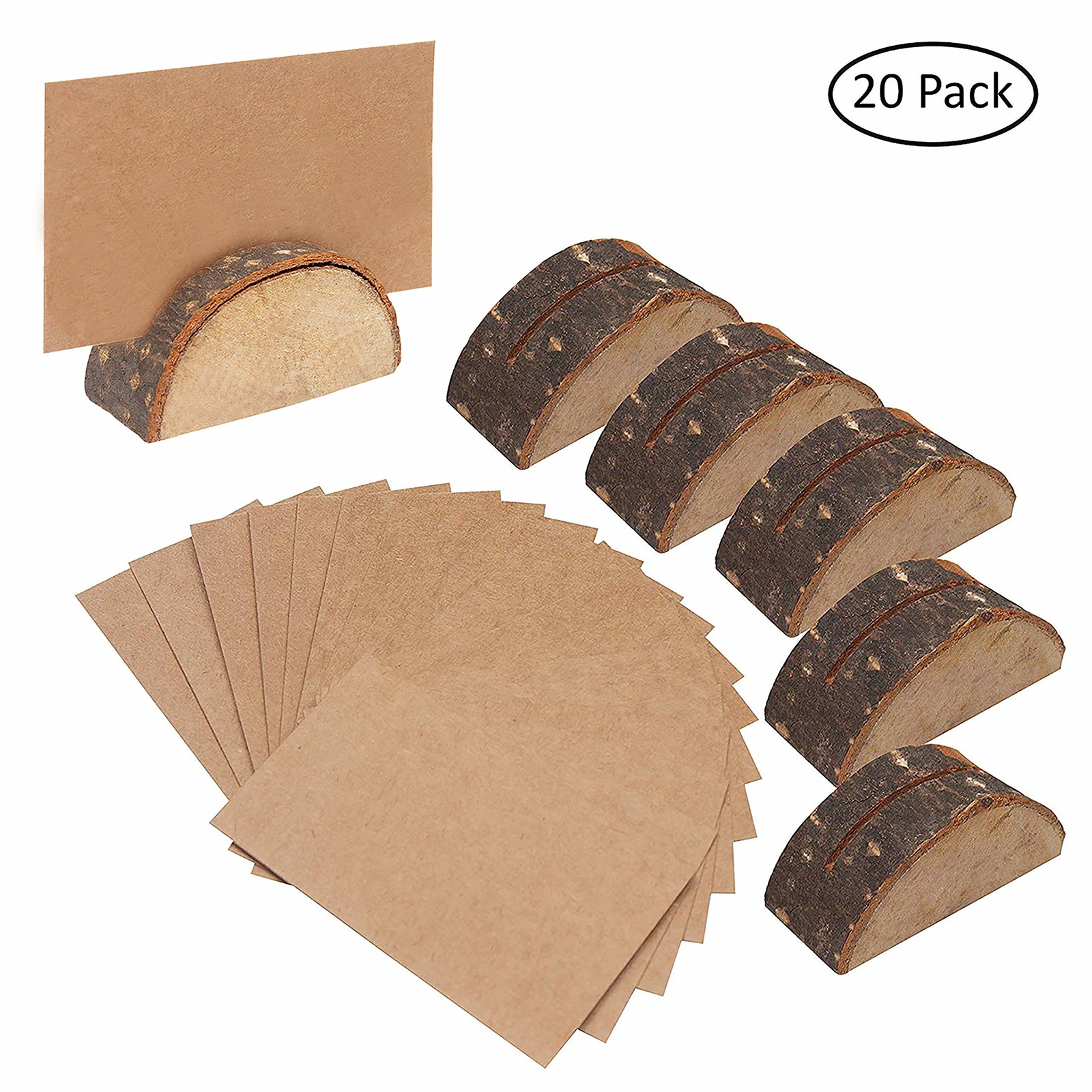 Segnaposto per matrimonio in legno rustico semicerchio (20 pezzi) con (V2B)