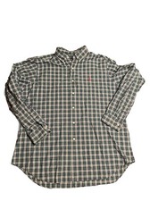 Ralph Lauren Shirt Mens Xl Blue Green Plaid Button Down Long Sleeve Pony