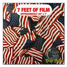 Hydrographic film Metallic American Flags 7' x 20" hydro dip dipping US Flag