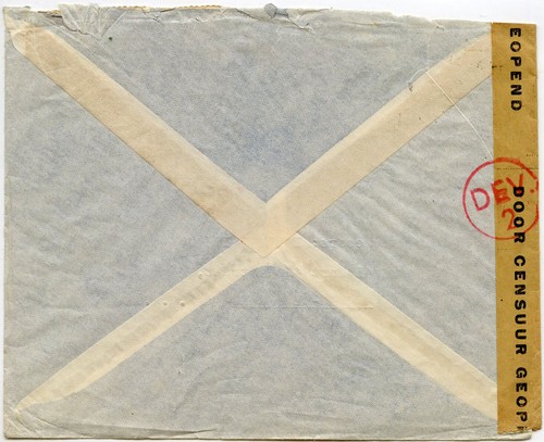 NETHERLANDS EAST INDIES NEI WW2 CENSORED Economic 8 x 10c 1941 DEV 2 USA Drucker - Picture 3 of 3