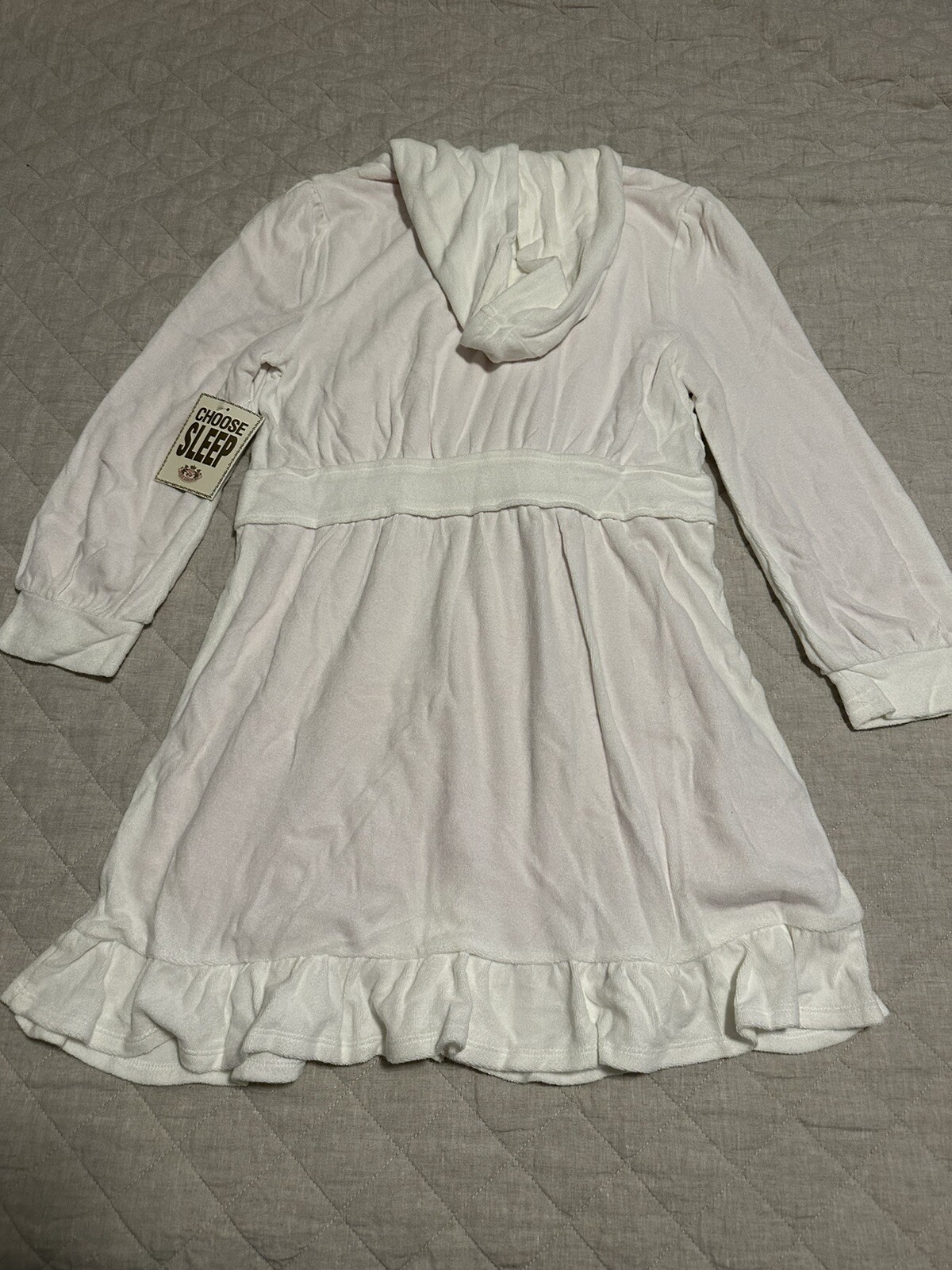 Rare Y2K Juicy Couture White Ruffle Terry Bath Robe Small NWT image 5