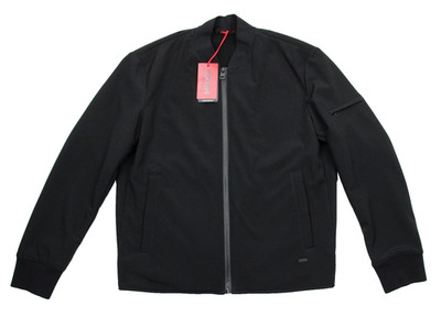 $445 HUGO Jacket Mens Small Black Buck2041 Water Repellent Softshell Bomber Zip
