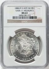 1880/9 S Morgan Dollar NGC MS63--Hot 50 / Vam-11 / Medium S