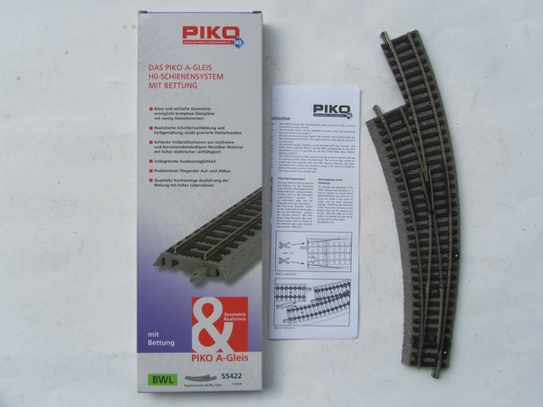 Piko 55422 H0 - A-Gleis Bogenweiche Links Mit Bettung In Ovp - Unbespielt (2)-image