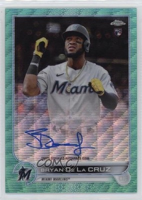 2022 Topps Chrome Rookie Aqua Wave Refractor 57/199 Bryan De La Cruz Auto RC 0c6