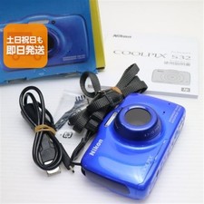 Excellent COOLPIX S32 Blue Digital Camera Nikon Console - Same-Day Shipping