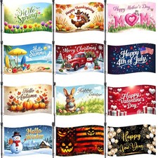 12 Pcs Seasonal Garden Flags 3x5 ft Double Sided All Weather Outdoor Yard Fla...
