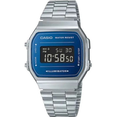 Casio Classic Watch A168WEM-2BEF Blue Retro Digital Stainless Steel Strap 30M