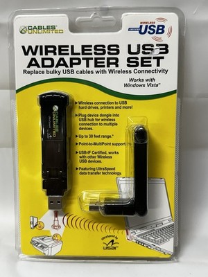 NEW Cables Unlimited Wireless USB Adapter Set 30 ft. Range w/ Install CD