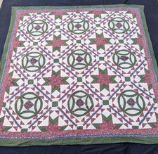 Vintage Beautiful Quilt Different Pieces Hand Woven size 85X78 inches