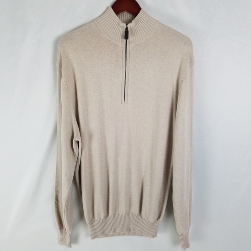Daniel Cremieux Signature Collection Mens L Beige Cotton Silk Cashmere Sweater