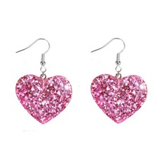 Pink Heart Earrings for Women Valentines Day Earrings Acrylic Love Heart Earring