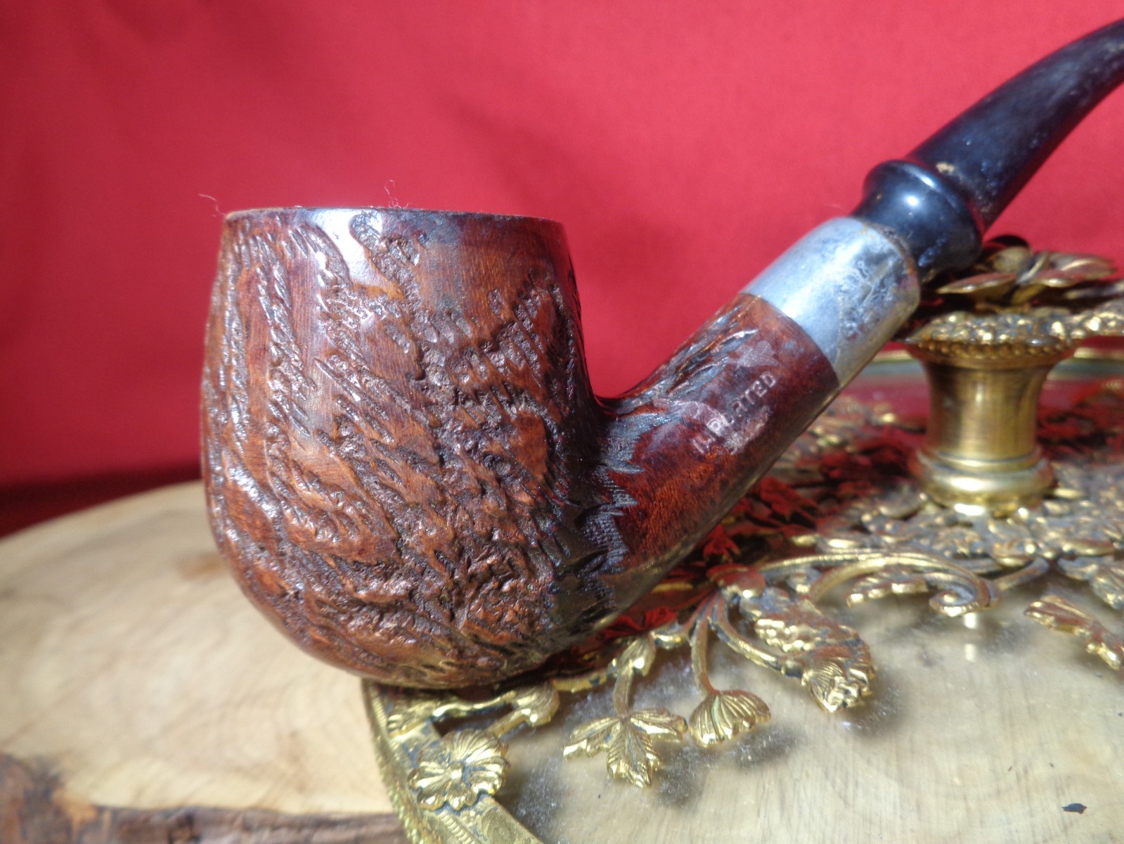Vtg Rusticated Bent Billiard, imported briar, unstamped