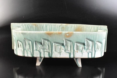 U3090: Japanese Seto-ware Green glaze Shapely FLOWER VASE Ikebana - Image 1 of 4
