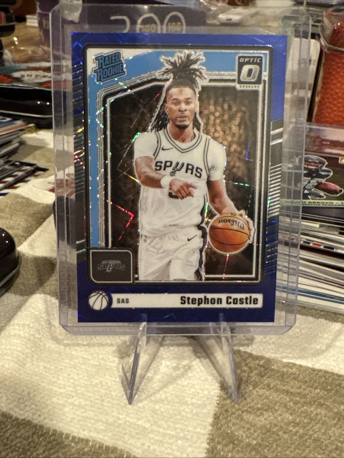 2024-25 Donruss Optic Stephon Castle Blue Velocity Spurs RC Rated Rookie #254