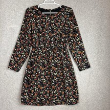 J.Crew Mercantile Womens Floral Long Sleeve Dress Sz 4 Cinched Waist Front Slit