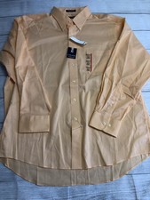 Chaps Shirt Mens XL 17-17.5 Peach Wrinkle Free Button Down Regular Fit Twill